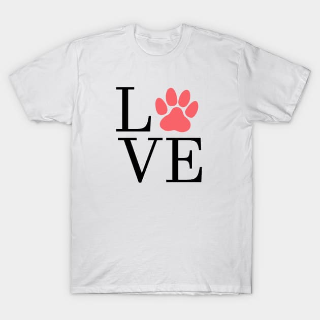 Love Paw I Love Dogs, I Heart Dogs T-Shirt by creativitythings 